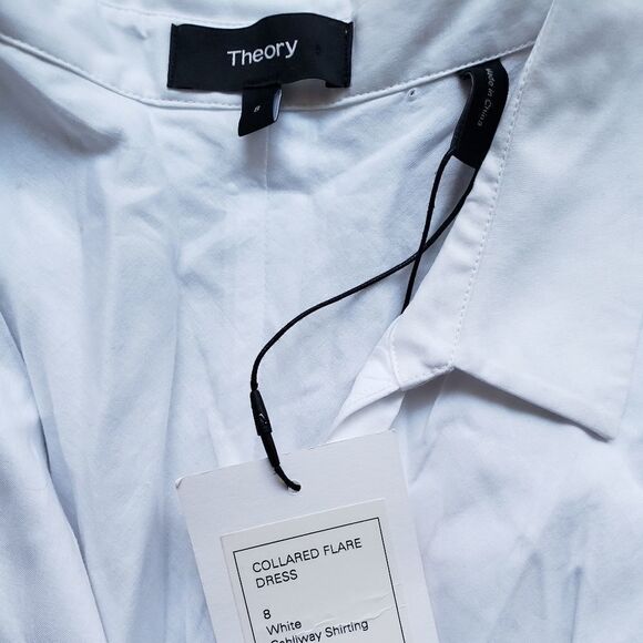 THEORY Collared Flare Dress white size 8 - Picture 5 of 5